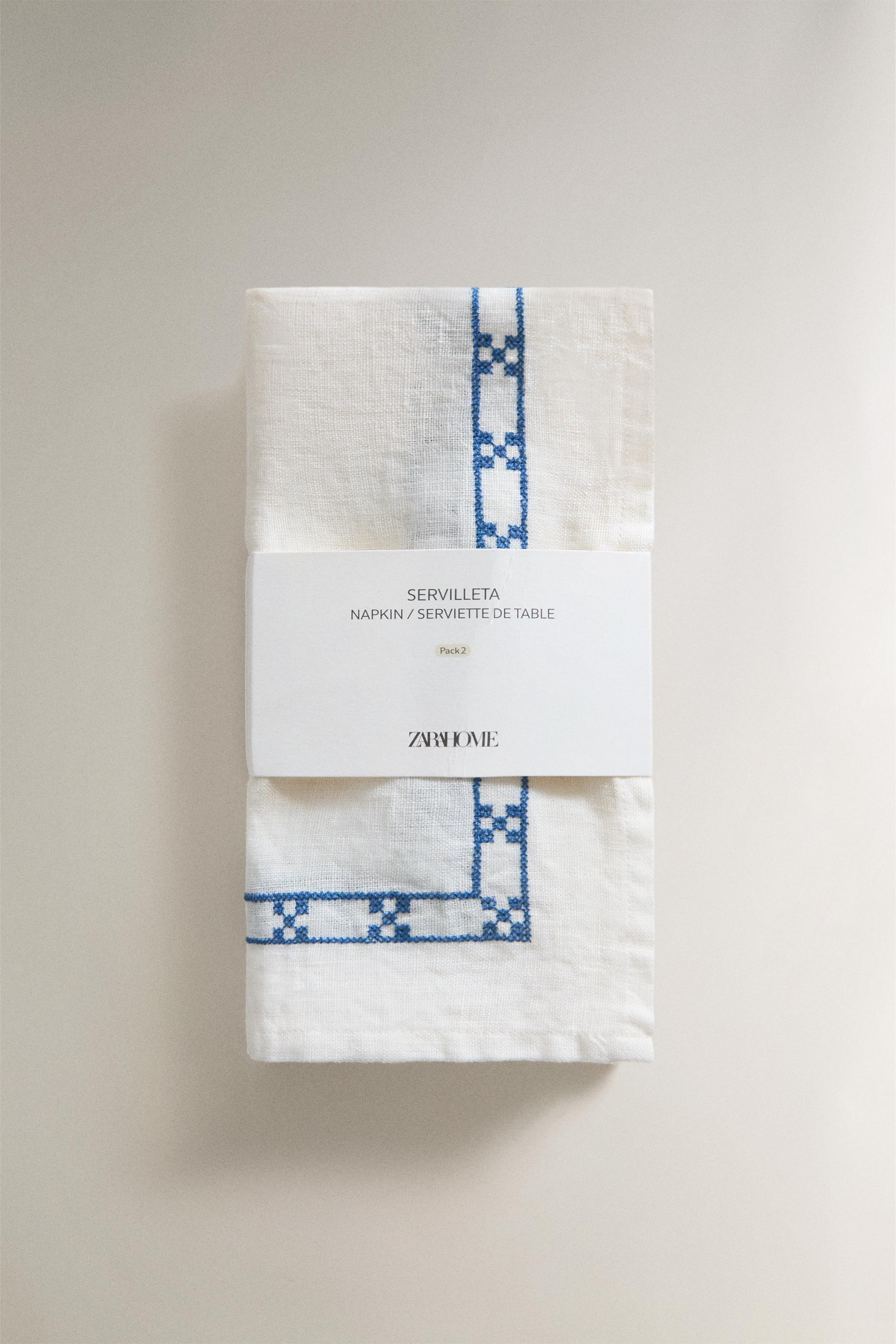 GEOMETRIC EMBROIDERED NAPKINS (PACK OF 2)